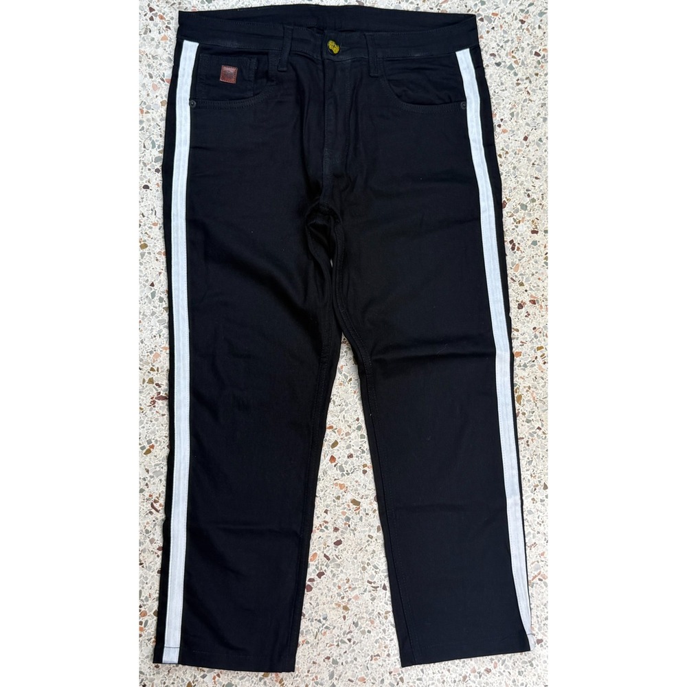 Campus Sutra Tapered Men's 5 Pocket Striped Denim Jeans Size 34x24